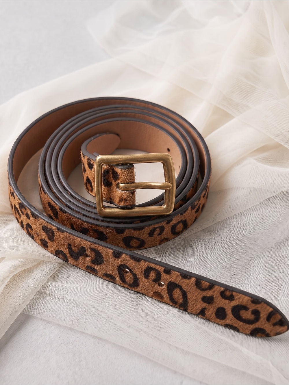 ๐ GENUINE CALF HAIR LEATHER SKINNY WAIST BELT M